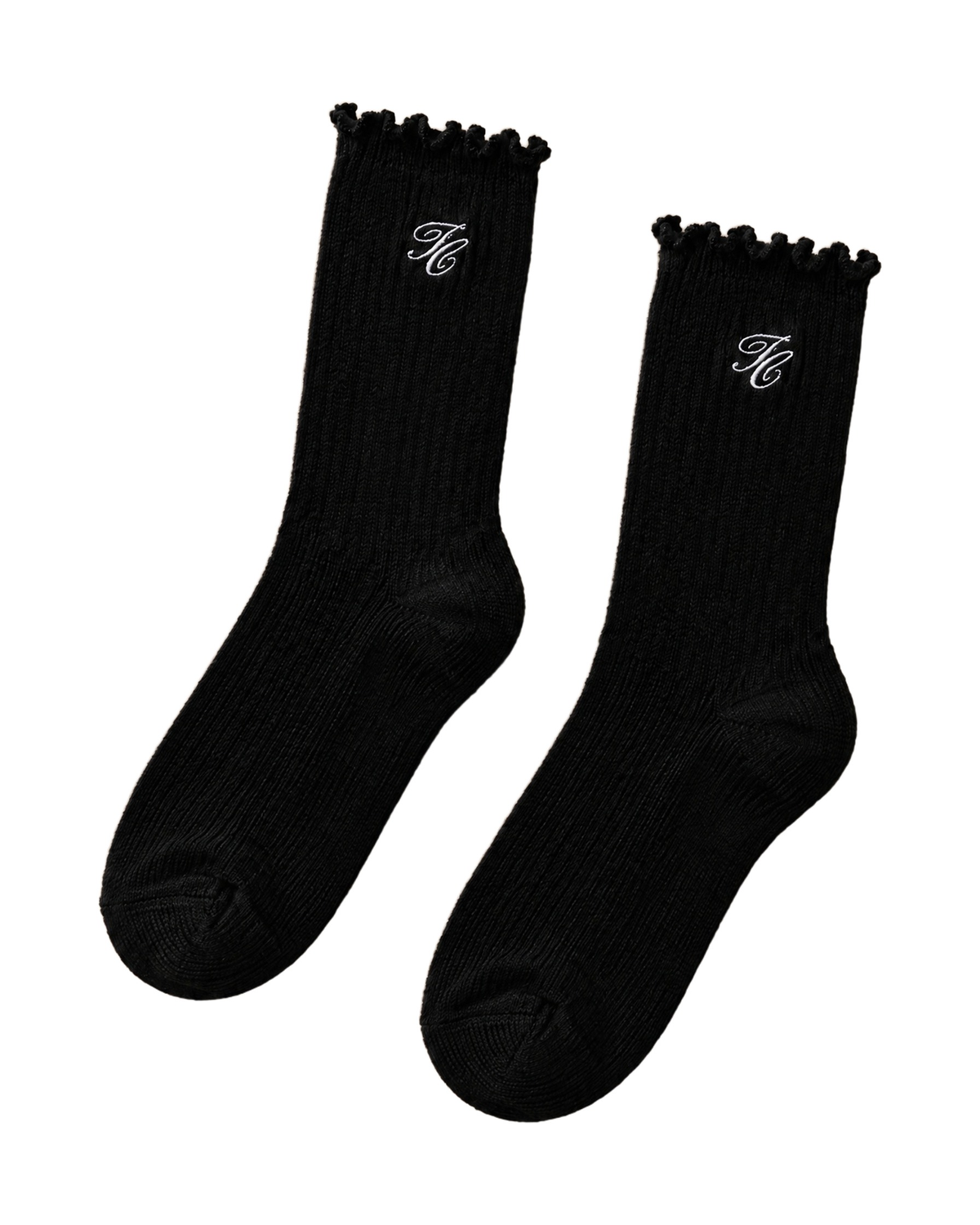TC Ruffle Sock in Black flat lay - Tennis Club