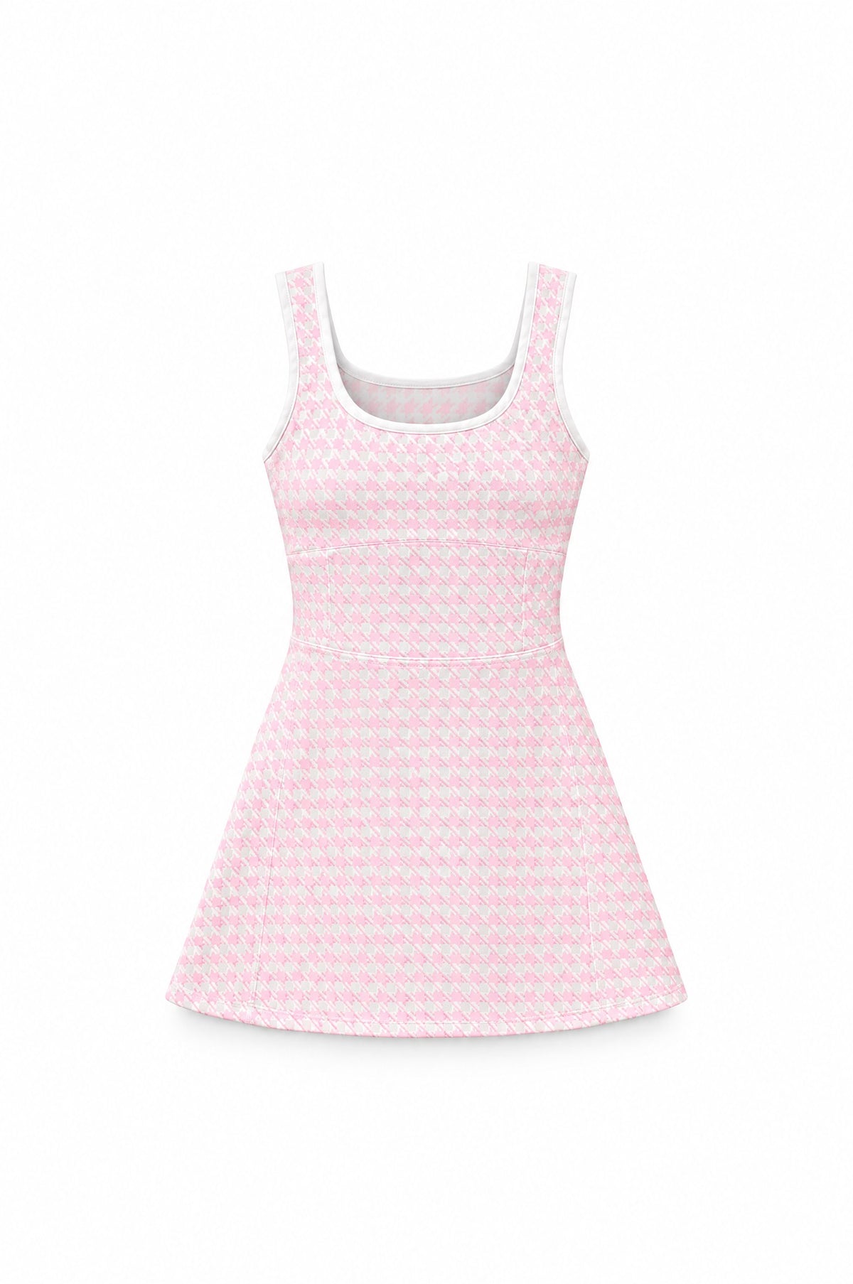 Mini Morgan Dress – girls' pink houndstooth tennis dress, front view
